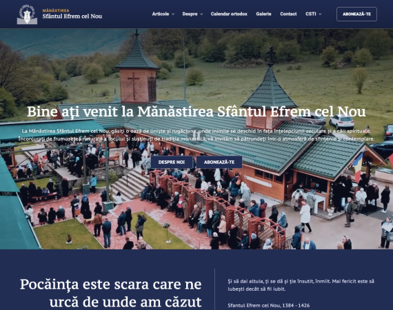 Noua versiune a website-ului Manastirii Sfantul Efrem cel Nou, cu meniu modern si pagina de intrare